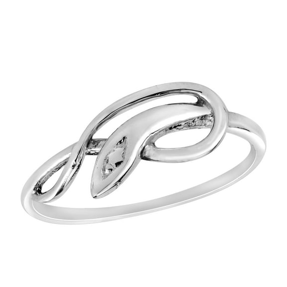 Edgy Snake Coil Wrap Sterling Silver Band Ring - 9