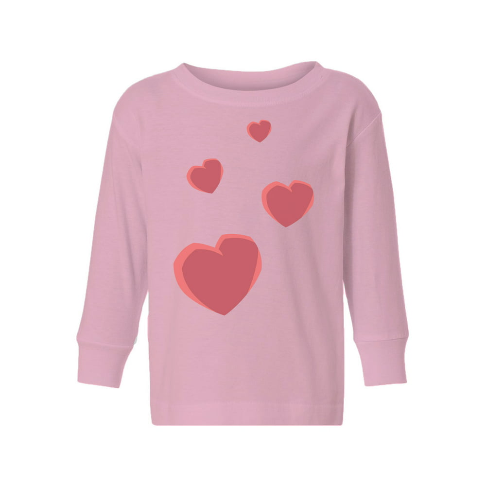 Awkward Styles - Valentine Toddler Long Sleeve Shirt Red Hearts Kids T ...