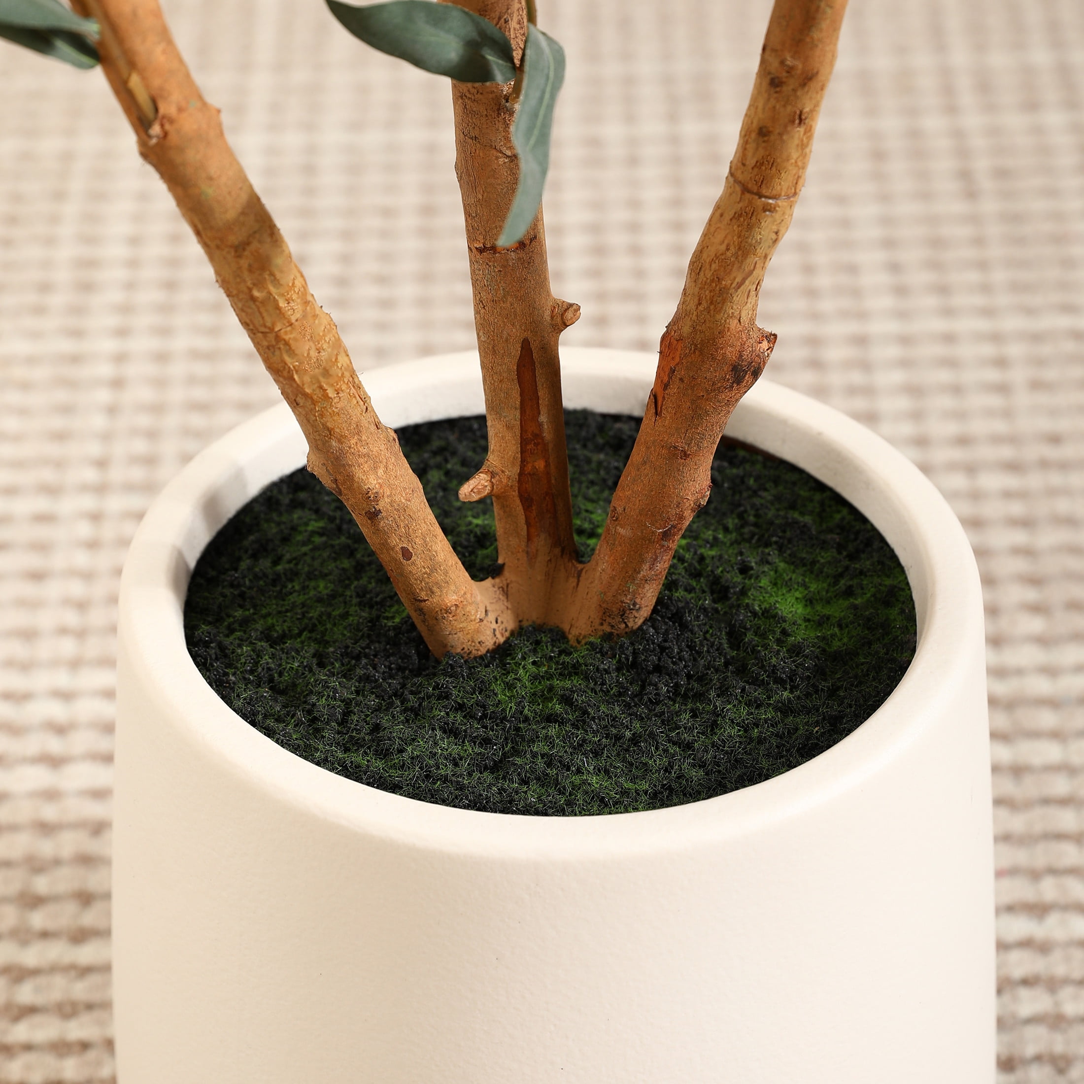 5ft Fake Olive Tree with Oval White Planter, Artificial Olive Plants with Realistic Leaves and Natural Trunk, Big Fake Plants for Home Decor