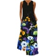 thumbnail image 2 of Ichuanyi liquidación de verano para mujeres ocio suelto en v pable de bolsillo de bolsillo largo estampado de flores vestidos sin mangas ICHUANYI WER2023081604622, 2 of 5