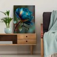 thumbnail image 5 of Blue Teal Rose with Water Drops Canvas Print, Modern Floral Painting, Home Wall Art, 5 of 8