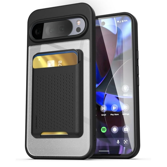 Encased Wallet Case for Google Pixel 10 Pro XL (6.8") with Magnetic Detachable Card Holder (Compatible with MagSafe) - Clear Black