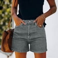 thumbnail image 1 of LVHAOGJOB Jeans for Women Denim Stretch with Pockets Short Jeans Mid Rise Summer Straight Leg Button Lightweight Solid Womens Shorts, 1 of 9