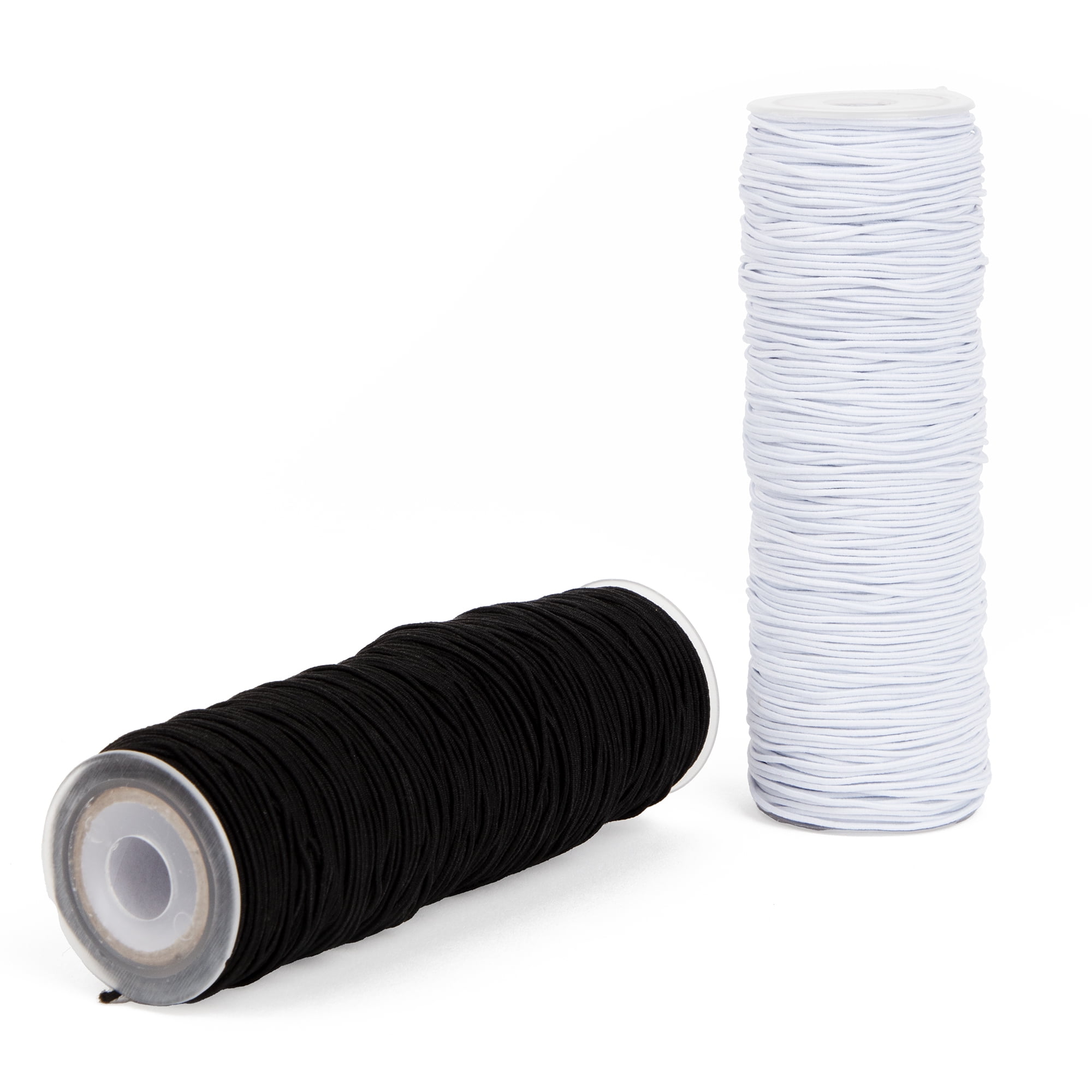 Cousin DIY 1 mm Black & White Stretch Cord 2-Pack – 150 ft Rubber Elastic String for Bracelet & Jewelry Making