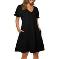 thumbnail image 6 of IROINNID Reduced Formal Dress for Women Wedding Guest Evening Night Party Dress Elegant Summer Solid Color Short Sleeve Beach Dress,Black, 6 of 7