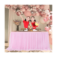 thumbnail image 4 of Tulle Table Skirt Table Cover Pink Birthday Wedding Decor Table Cloth Cake Dessert Arrangement (4Ft), 4 of 5