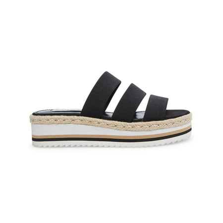 

STEVEN NEW YORK Womens Black 1 Platform Strappy Padded Braided Lancey Round Toe Wedge Slip On Slide Sandals Shoes 9 M