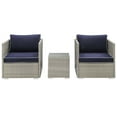 thumbnail image 4 of Modern Contemporary Urban Outdoor Patio Balcony Garden Furniture Lounge Sectional Sofa Set, Sunbrella Rattan Wicker, Navy Blue Light Gray, 4 of 6