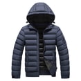 thumbnail image 2 of Xdegoge Quilted Jacket for Men Thick Fleece Lined Warm Jackets Full Zip Casual Sport Coat Fall Winter Windproof Cold Protection Pocketed Outerwear with Removeable Hood, 2 of 6
