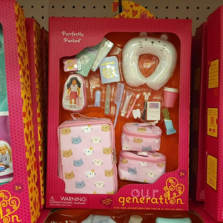 Our Generation Purrfectly Packed Kitty-Print Luggage