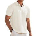 thumbnail image 2 of Men’s Loose Fit Knit Jacquard Polo Shirt with Button Front Short Sleeves and Classic Collar for Everyday Business Casual Style, 2 of 5