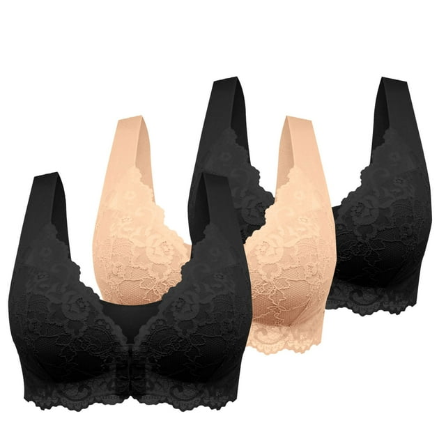 WZXFASHION Womens No Ring French Womens Front Close Bra T Back Plus Size Unlined Bra For Large Bust Bra T XXXL