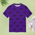 thumbnail image 4 of Purple Bat Eyes Pattern-1 Womens Tops Women's Fashion Casual Short Sleeve Flower Print Round Neck Pullover Top Blouse, 4 of 6