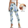thumbnail image 4 of COEQINE Women Breathable Tennis Skirted Legging with Pockets Elastic High Waist Soft Yoga Leggings with Skirts Hydrangea and Boho Mandala Print Golf Pickleball Skort Pants, 2XL, 4 of 7