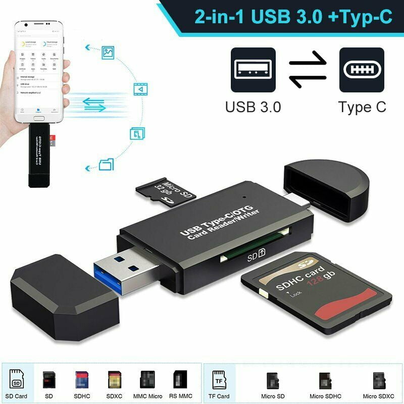 USB Smart Card Reader for SDXC, SDHC, SD, MMC, RS-MMC, All-in-One Design - USB 3.0 Micro SD and SD Card Reader