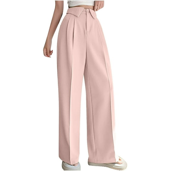 Honeeladyy Wide Leg Pants for Women,Women's Large Casual High Waist Drop Straight Leg Wide Leg Pants