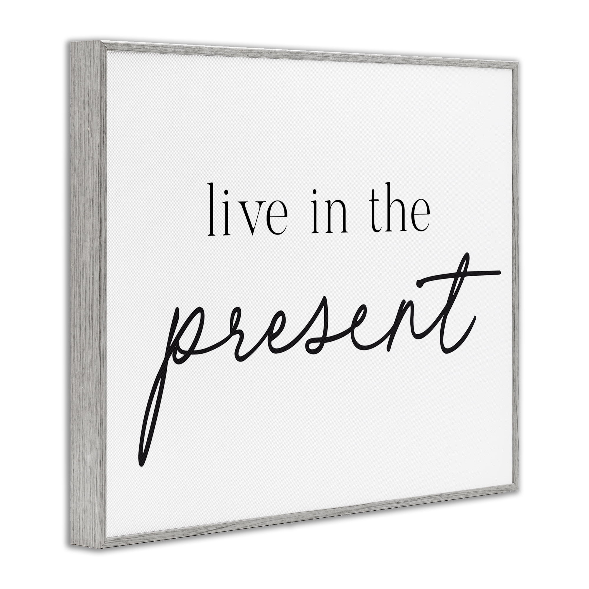 Live In The Present Gray Framed Giclee Art, design by Lettered and Lined