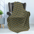 thumbnail image 4 of Vintage Soft Flannel Fleece Blanket, Old Fashioned Classical Pattern with Small Squares Chain Mesh Net Simple Tile, Cozy Plush for Indoor and Outdoor Use, 60" x 80", Orange Dark Blue, by Ambesonne, 4 of 5