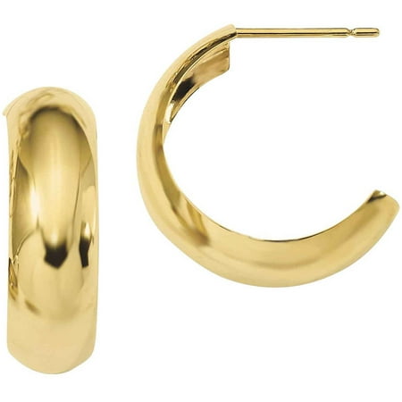 10kt Gold Polished 6.5mm J-Hoop Earrings