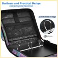 thumbnail image 4 of Zipper Binder with Shoulder Strap 2 inch 3 Ring Waterproof File Folder Organizer Bag 500 Sheet Beautiful Detailed Pattern, 4 of 8