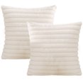 thumbnail image 1 of Funda de almohada de doble cara tipo lana con decoración de felpa, funda de almohada suave con rayas de felpa, 1 of 5