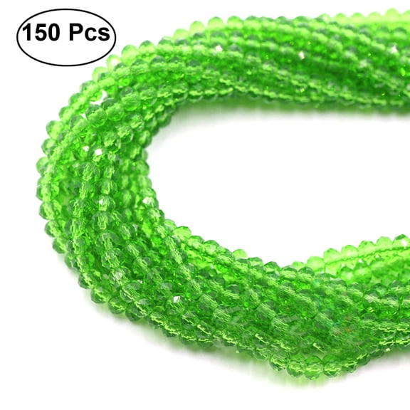 SEWCHICS 150pcs Green Faceted Bicone Glass Beads for Crafts, Jewelry Making, Rondelle Beads for Adults and Hobbyists