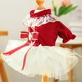 thumbnail image 4 of HQREA Sweet Dog Christmas Dress Outfits with Bow Tie Red Puppy Princess Tutu Dress Clothes, 4 of 7