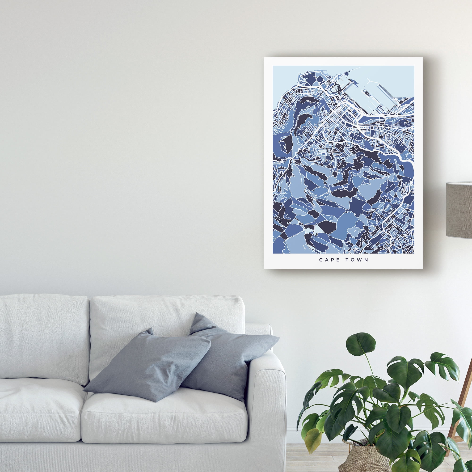 Trademark Fine Art 'Cape Town South Africa City Street Map Blue' Canvas Art by Michael Tompsett