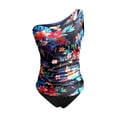 thumbnail image 5 of Women's Vest Style Tankini Two Piece One Shoulder Suit Tight Tankini Top with Briefs Summer Beach D XS, 5 of 6