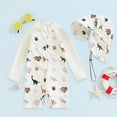thumbnail image 2 of NIEWTR Toddler Infant Baby Boys Swimsuit Kids Rash Guard One Piece Newborn Zipper Bathing Suit Swimwear with Hat(White,6-12 Months), 2 of 8