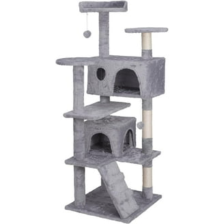 FDW 54in Cat Tree Tower With Scratching Posts & Condos - Multi-Level Cat Furniture For Indoor Cats (Light Gray)