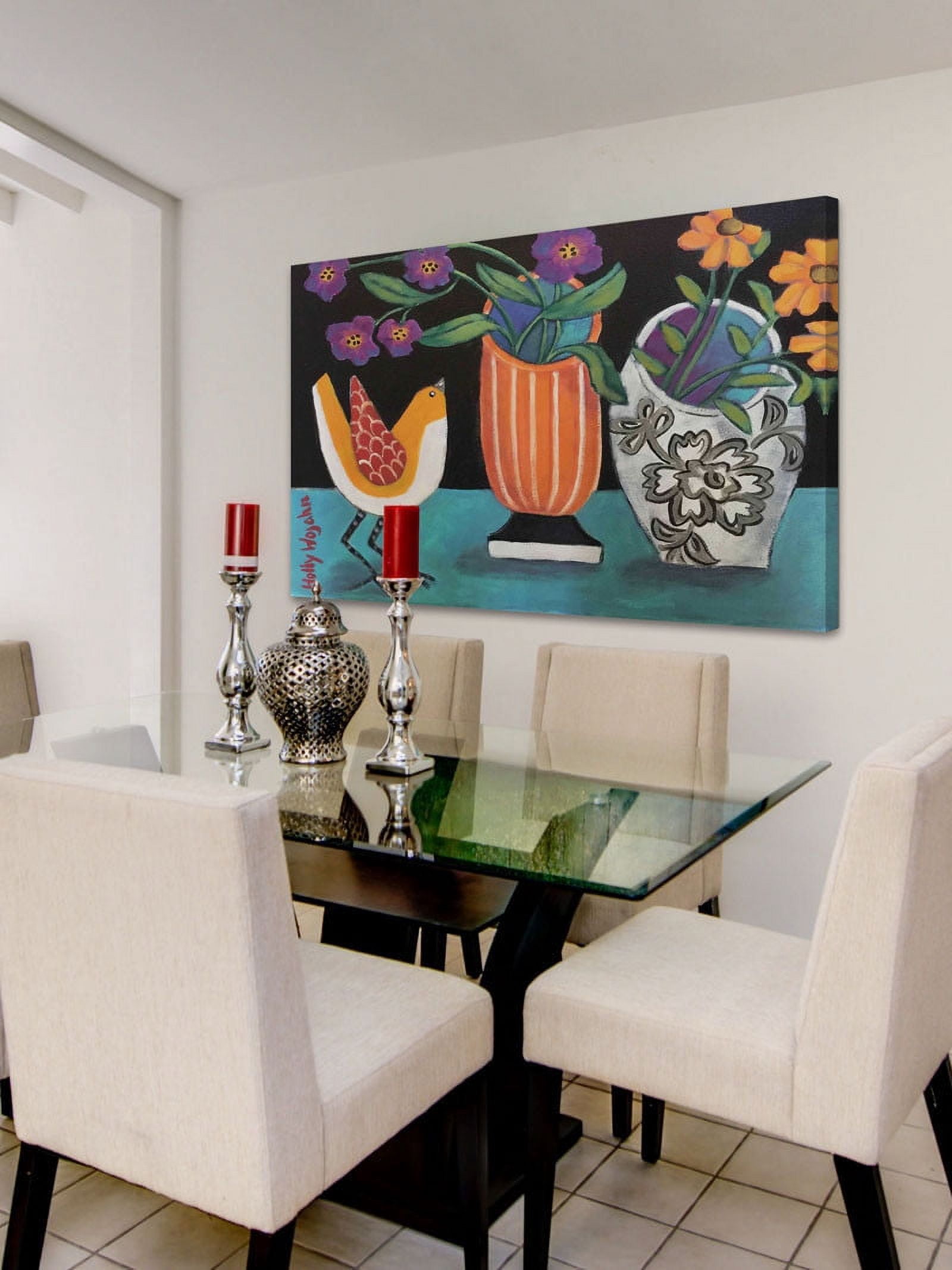 Marmont Hill 'Two More Cheery Vases And A Chirp More' by Holly Wojahn Painting Print on Wrapped Canvas