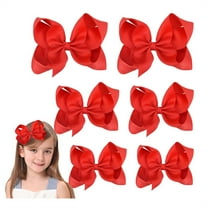 NOGIS Red Bows for Girls,6PCS Hand-made Grosgrain Ribbon Hair Bows Alligator Clips Hair Accessories for Little Teen Toddler Girls Kids