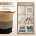 thumbnail image 5 of BAN Laundry Basket Large Laundry Hamper, Woven Baskets for Storage, 17.8" x 15.8" x 13.8", Wicker Laundry Basket for Living Room, Dirty Clothes Basket, Baby Hamper for Nursery, Black & Jute, 5 of 7