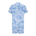 thumbnail image 5 of YLSDY Men's Hawaiian 2 Piece Outfits Summer Beach Palm Tree Matching Sets Short Sleeve Floral Button Down Shirts and Shorts Light Blue M, 5 of 5