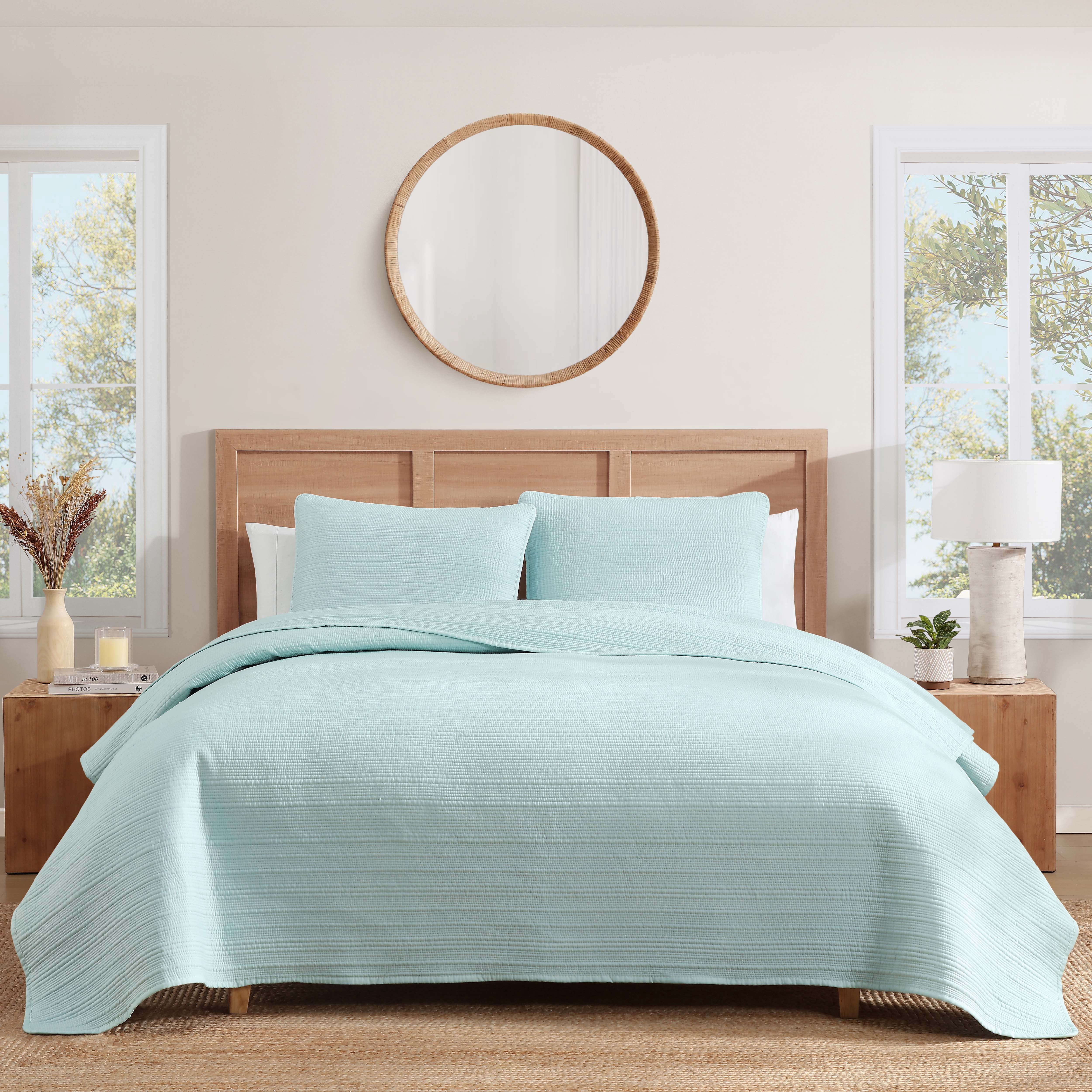 Caribbean Joe, Stonewash 3PC Quilt Set, King, Sage