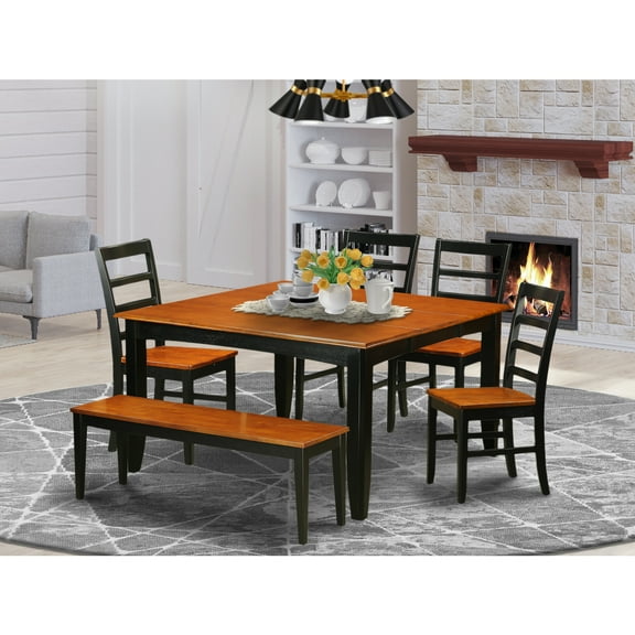 East West Furniture Parfait 6-piece Wood Dining Table Set in Black