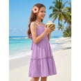 thumbnail image 4 of Oudiya Girls Spaghetti Strap Tie Back Dress Ruffle Hem Summer Beach Casual Sundress with Pockets, 6-14Y, 4 of 5