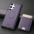 thumbnail image 2 of Compatible with Magsafe for Samsung Galaxy S24 Ultra Wallet Case Magnetic Card Holder, RFID Blocking 2 in 1 Detachable Kickstand Premium PU Leather Shockproof Back Phone Case for Women Men,Purple, 2 of 9
