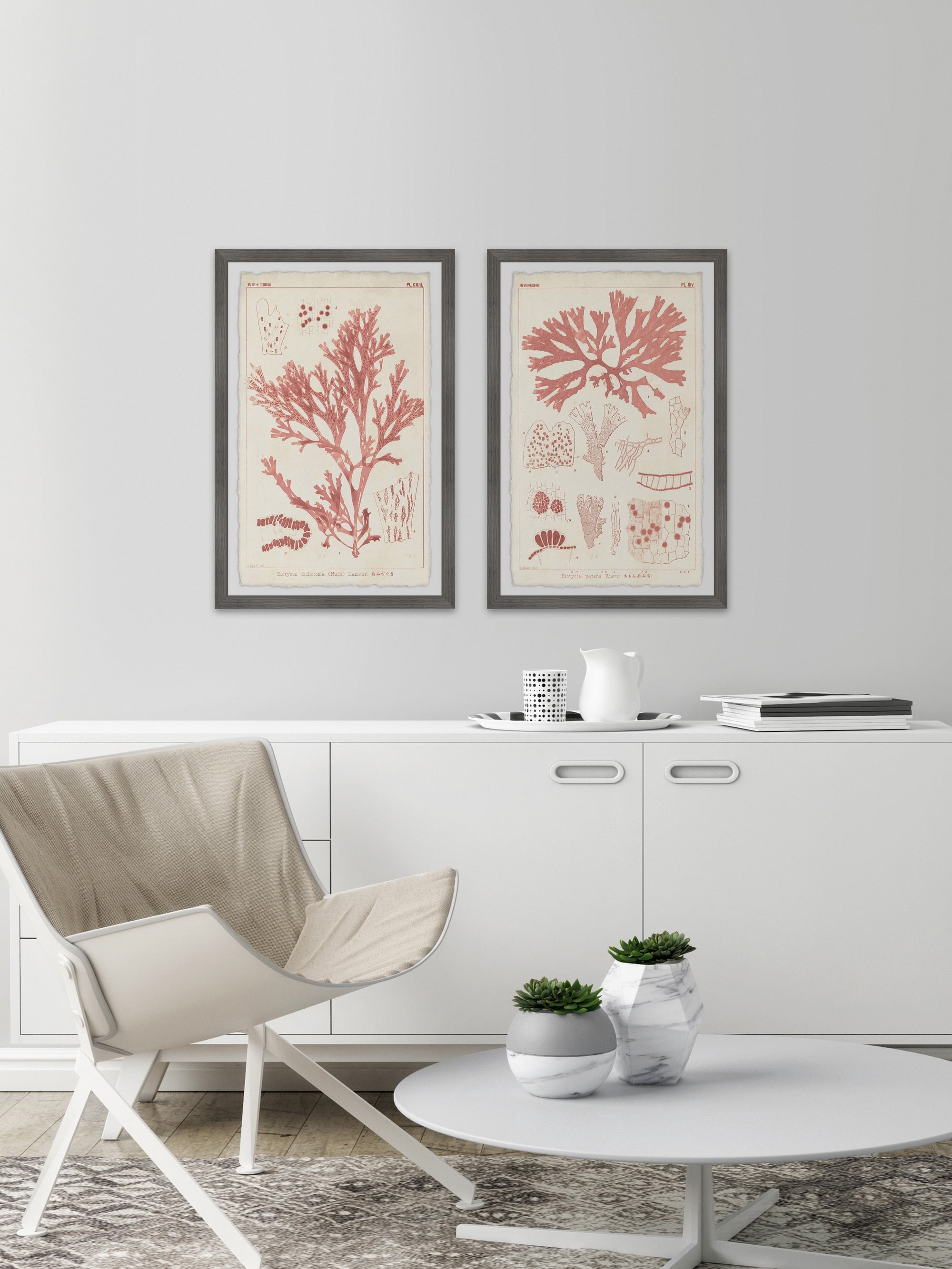 Marmont Hill Antique Coral Seaweed VIII Diptych