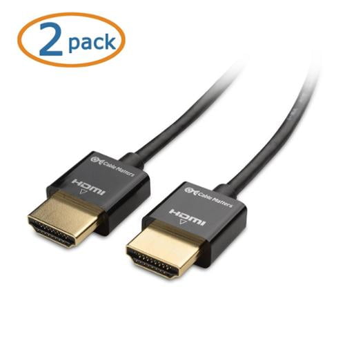 Cable Matters 2Pack Ultra Thin HDMI Cable (Ultra Slim HDMI Cable) 4K Rated with 6 Feet