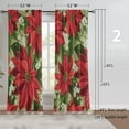 thumbnail image 6 of Christmas Curtains for Living Room Winter Red Flower Bedroom Curtains Window Privacy Semi Sheer Drapes Green Botanical Xmas Vintage Floral Curtains 84 Inch Length 2 Panels Set Christmas Home Decor, 6 of 6