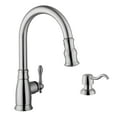 Traditional 1Handle PullDown Kitchen Faucet with Dispenser in Brushed
