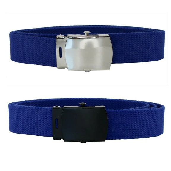 Royal Blue Adjustable Canvas Military Web Belt With Metal Buckle 32 to 72