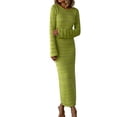 thumbnail image 1 of Faithtur Robe Longue Moulante pour Femmes Couleur Unie Col Rond Manches Longues Printemps Automne Mode Robe Tricotée, 1 of 9