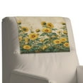 thumbnail image 4 of SCRAWLGOD Sunflower Leaf Print Beige 3 Pcs Headrest Cover for Recline Chair Non Slip Headrest Protector Sofa Head Rest Covers with Adhesive Backed Hook and Loop,17x27in, 4 of 7