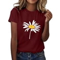 thumbnail image 2 of YueHuiYing Womens Cute Flower Tshirt Sunflower Graphic Tees Crew Neck Summer Short Sleeve Loose Fit Tops, 2 of 5