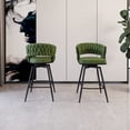 thumbnail image 5 of Bar Stools Set of 4,  Counter Height Bar Stools with Suede Woven Back, 360 Swivel Bar Stools Upholstered Bar Chair, Counter Stool Arm Chairs with Footrest, Green, 5 of 9