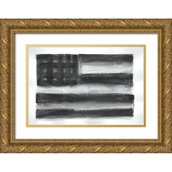 Shamp, Cindy 24x17 Gold Ornate Wood Framed with Double Matting Museum Art Print Titled - Big Flag I