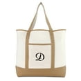 thumbnail image 2 of DALIX Women's Natural Tote Bag Shoulder Bags Brown With Monogram Letter D, 2 of 8